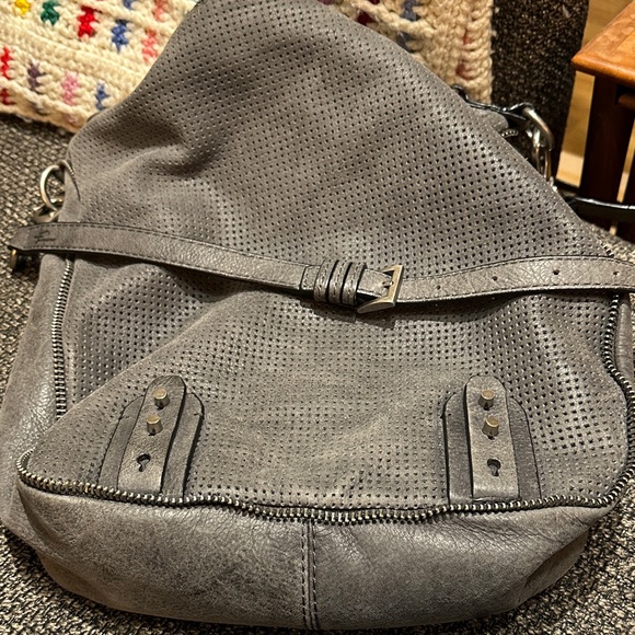 She + Lo Gray Perforated Crossbody Bag - Moto Inspired - Picture 10 of 14